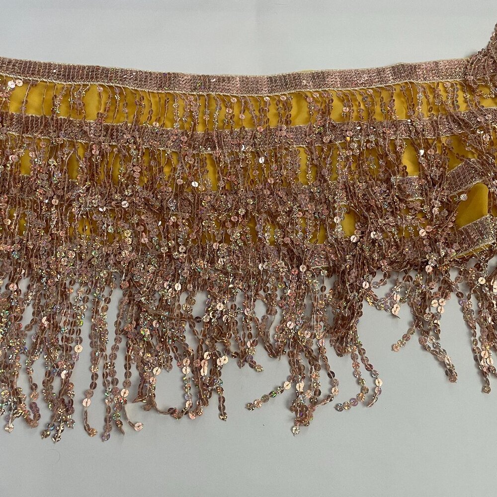 Gold Sequin Fringe Hip Scarf